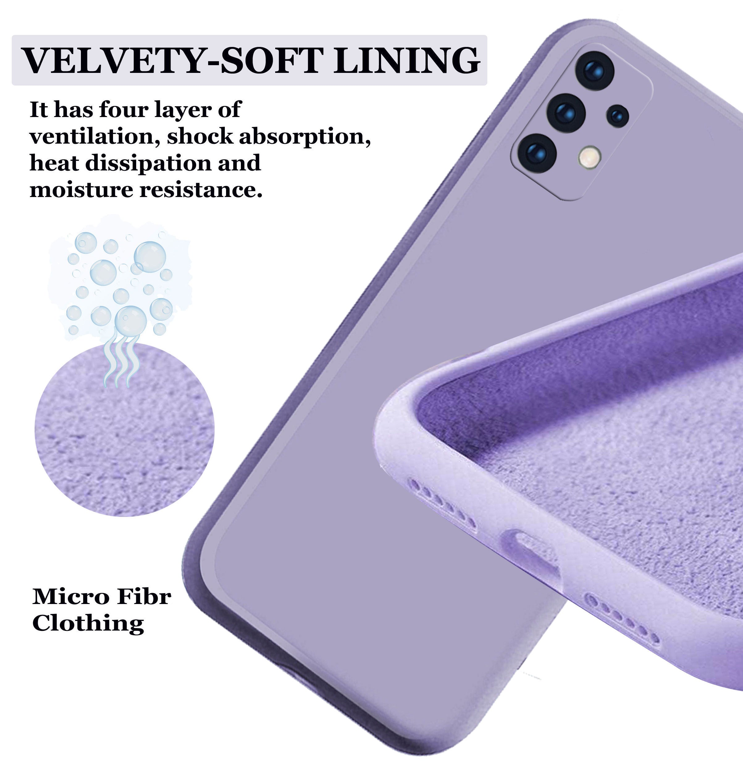 Liquid TPU Silicone Matte Back Cover Case For Samsung A32 - Purple