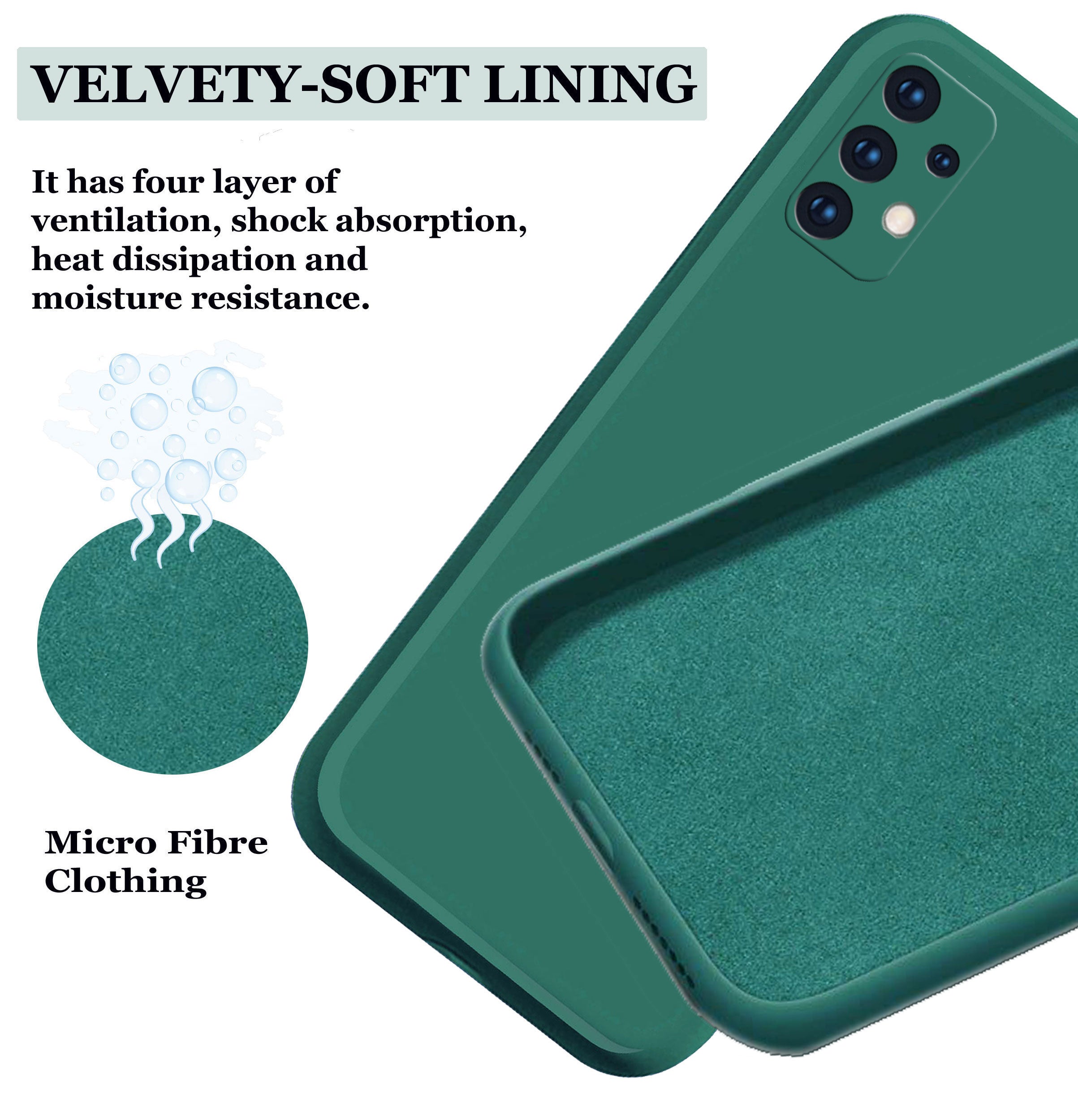 Liquid TPU Silicone Matte Back Cover Case For Samsung A32 - Dark Green