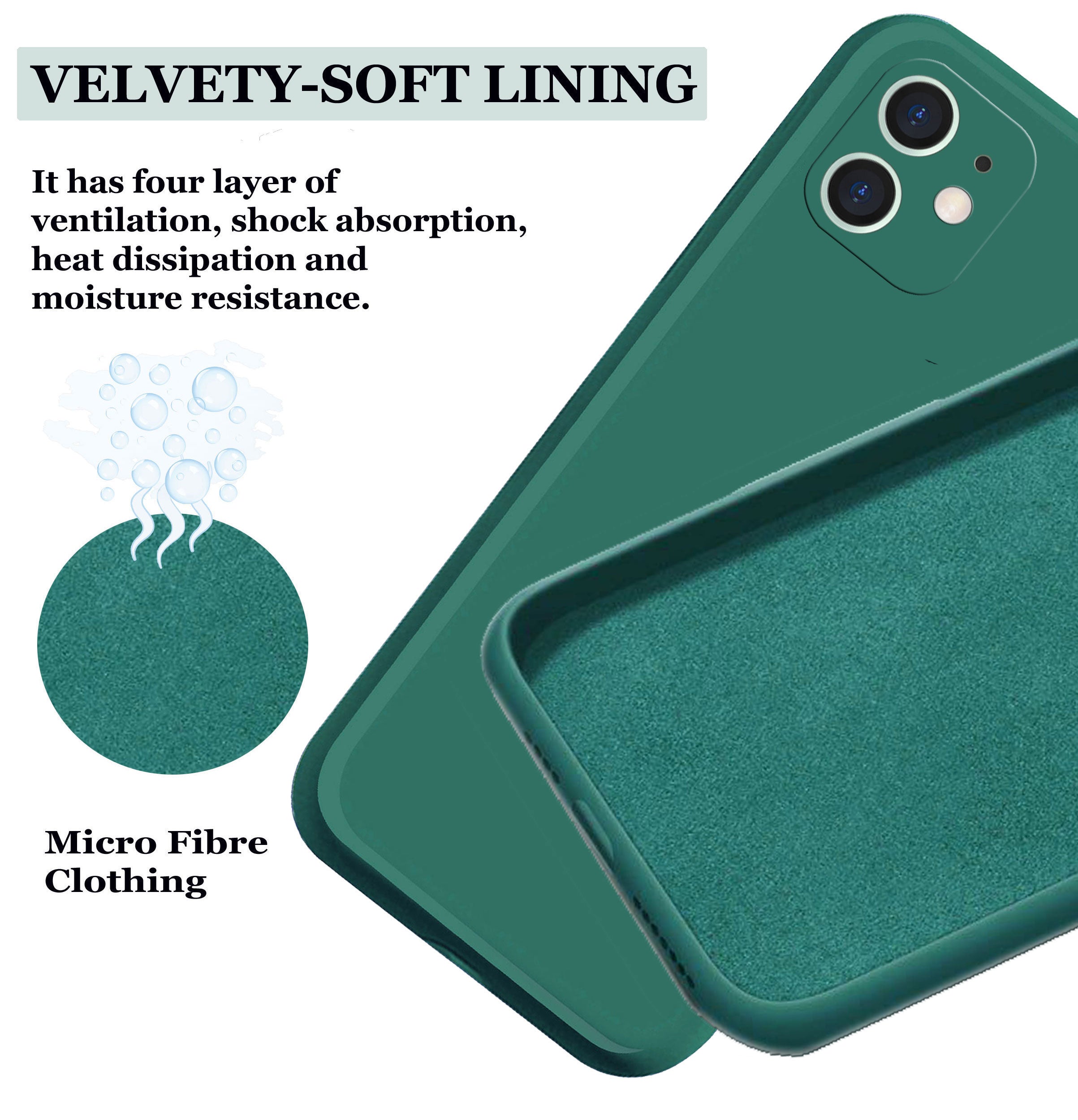 Liquid TPU Silicone Matte Back Cover Case For iphone 11 - Dark Green