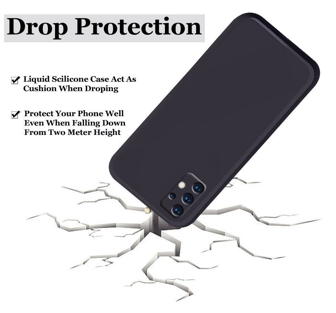 Samsung Galaxy A52 / A52s 5G Liquid Silicone Back Cover Case With TPU & Matte Finish - Black