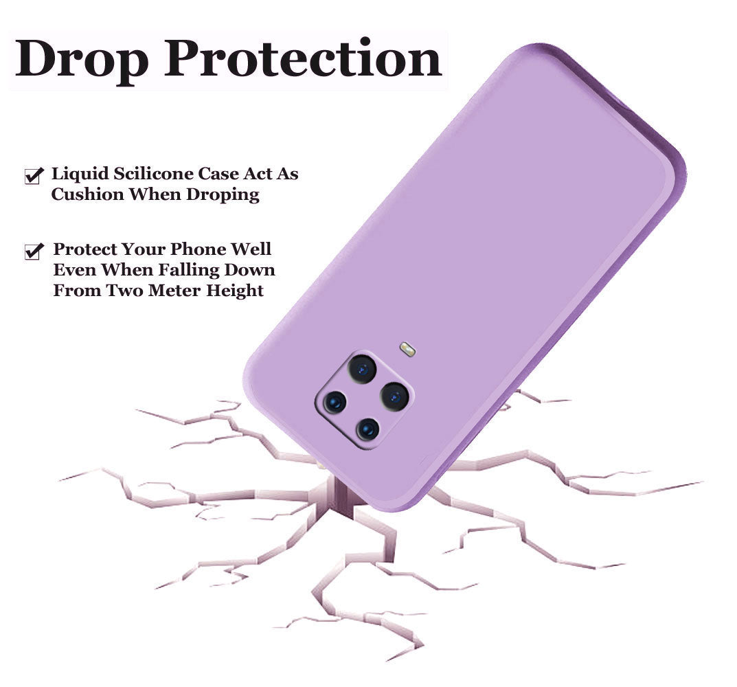 Liquid TPU Silicone Matte Back Cover Case For Redmi Note 9 Pro / Pro Max - Purple