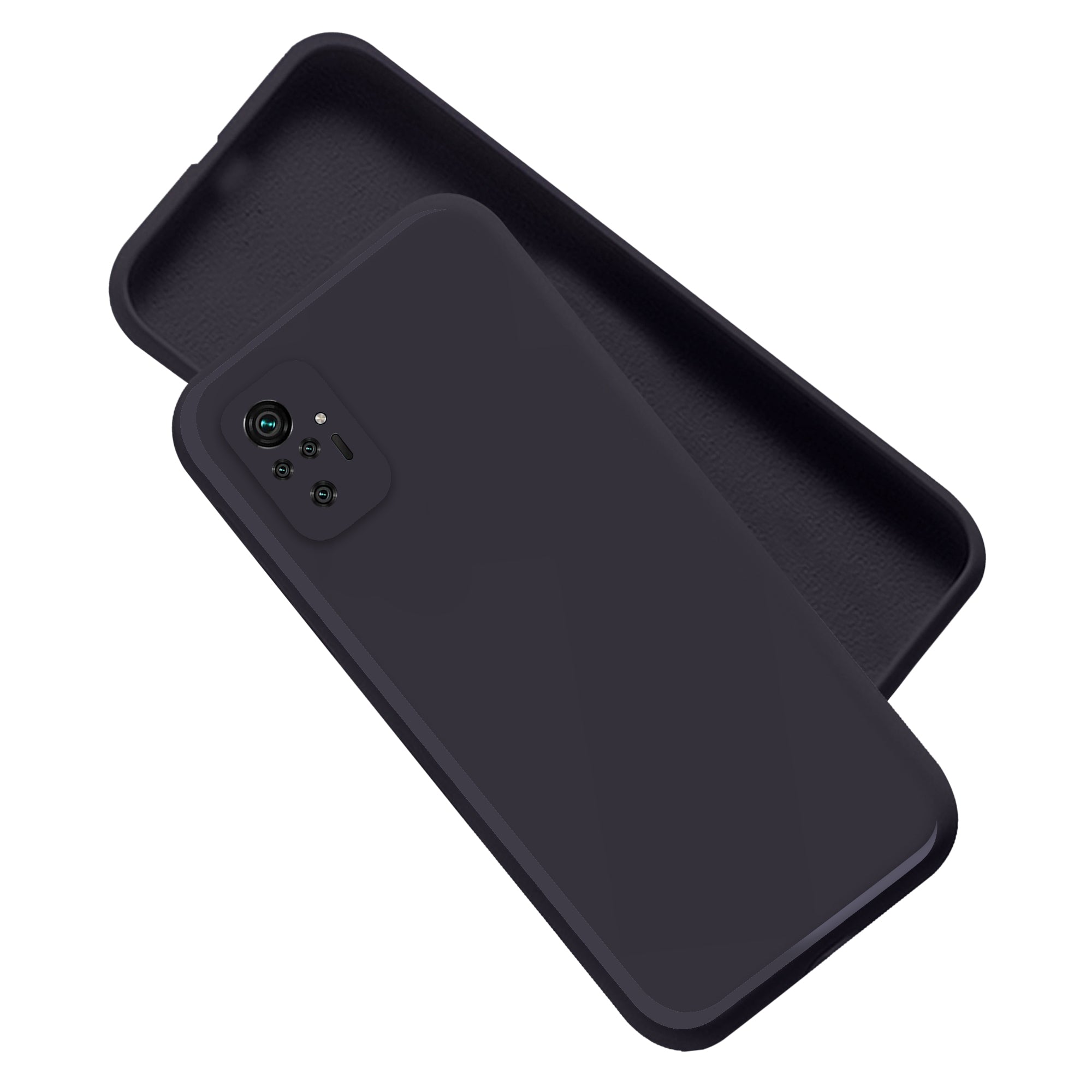 Redmi Note 10 Pro / Pro Max Liquid Silicone Back Cover Case With TPU & Matte Finish - Black